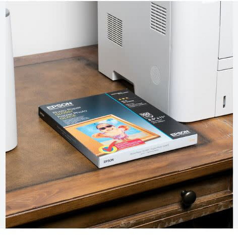 Epson Glossy Photo Paper, 52 lbs, Glossy, 8.6" x 3.4" x 3.4", 100 Sheets/Pack