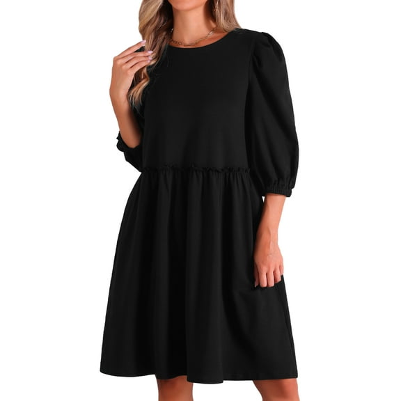 DARING DIVA Casual Scoop Neck Pocket Babydoll Dress XS Black