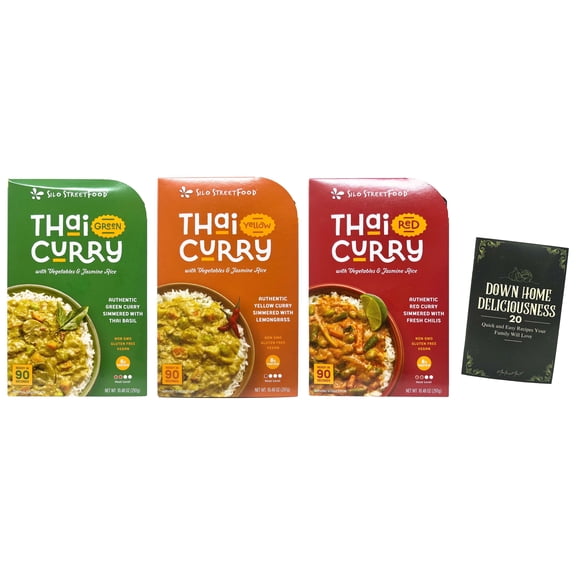 Silo Thai Curry Street Food Ready-To-Eat Meals Variety 3-Pack | Red, Yellow & Green Curry | 10.48 oz | MerlinsMart Zine