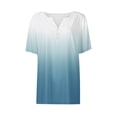 thumbnail image 5 of Tnhcen Women's Summer V-neck Gradient Color Basic Blouse - Short Sleeve Polyester Spandex Shirts (S-3XL) Casual Summer Wear, 5 of 5