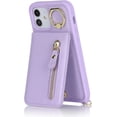 thumbnail image 5 of iPhone 12 Mini Case with Card Holder for Women, iPhone 12 Mini Phone Case Wallet with Strap Credit Card Slots Crossbody with Kickstand Zipper Case for iPhone12mini - Purple, 5 of 16