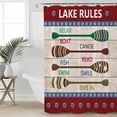 thumbnail image 4 of Shower Curtain, Summer Lake Rules Paddle Waterproof Shower Curtain Set with Hooks for Bathroom Showers,Stalls and Bathtubs,72x84In Farm Wood Grain Red Maroon, 4 of 7
