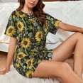 thumbnail image 4 of Sikiie Sunflowers Womens Pajama Sets Short Sleeve Top With Pants Sleepwear 2 Piece Lounge SetLarge, 4 of 6
