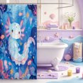 thumbnail image 3 of Manfei Cute Axolotl Shower Curtain 72Wx84L,Watercolor Ocean Animal Bathroom Shower Curtain, 3 of 5