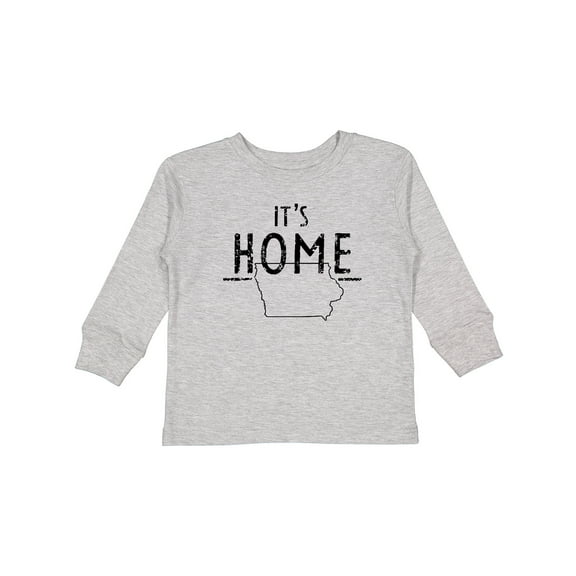 Inktastic It's Home- State of Iowa  Outline Distressed Text Boys or Girls Long Sleeve Toddler T-Shirt
