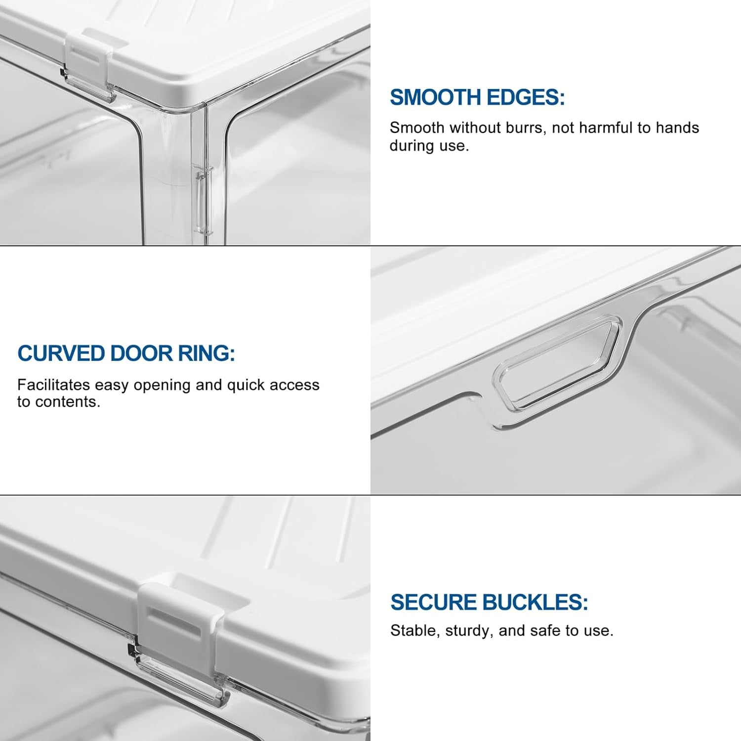 3-Pack Clear Stackable Storage Bins with Lids Magnetic Doors Open Front Foldable Folding Plastic Craft Containers Large Closet Organizers Box for Bedrooms Living Rooms Study 24 QT