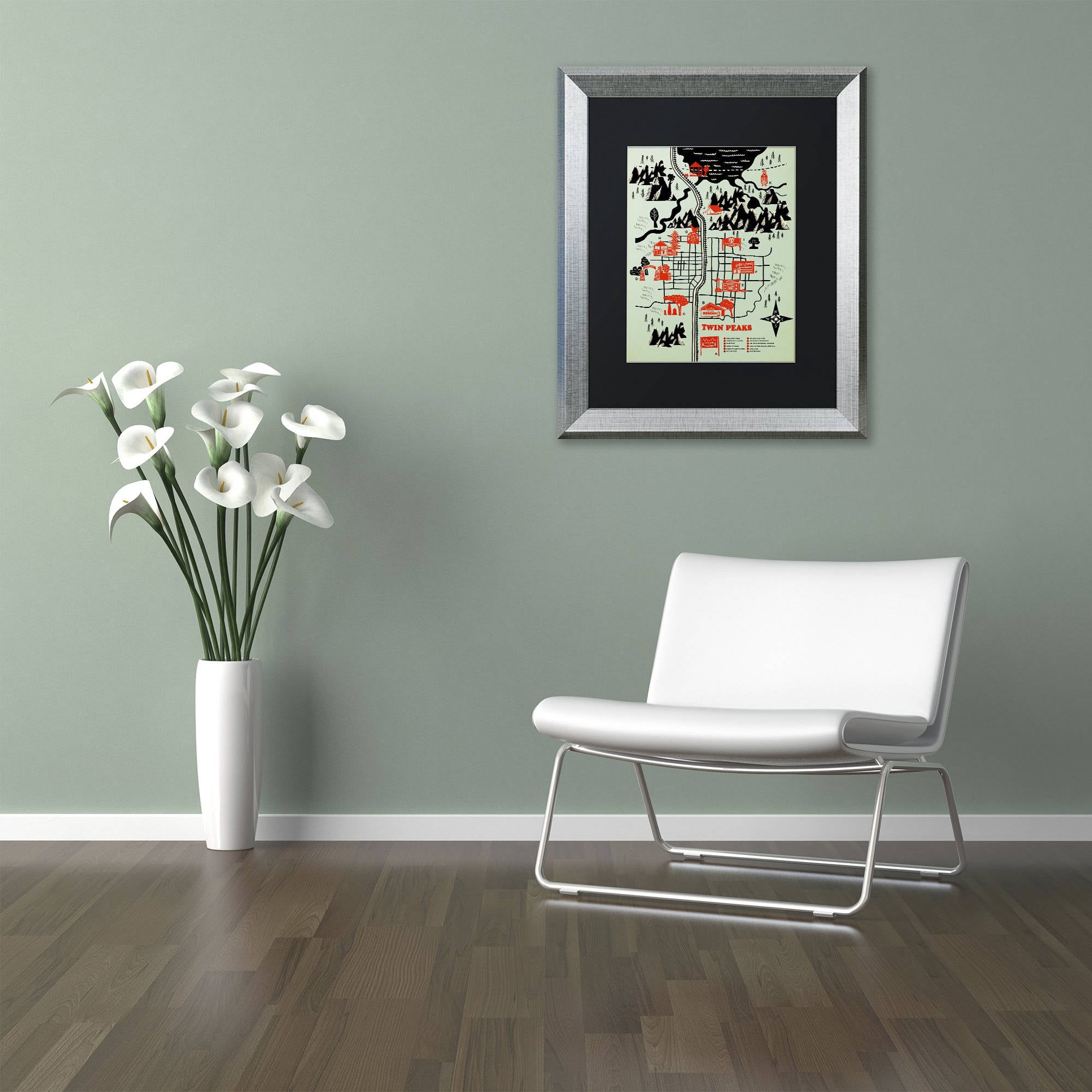 Trademark Fine Art 'Welcome To Twin Peaks' Canvas Art by Robert Farkas, Black Matte, Silver Frame