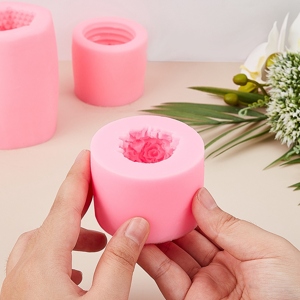 DIY Candle Making Kits with Silicone Molds Paraffin Candle Wicks Hot Pink about 54pcs/set