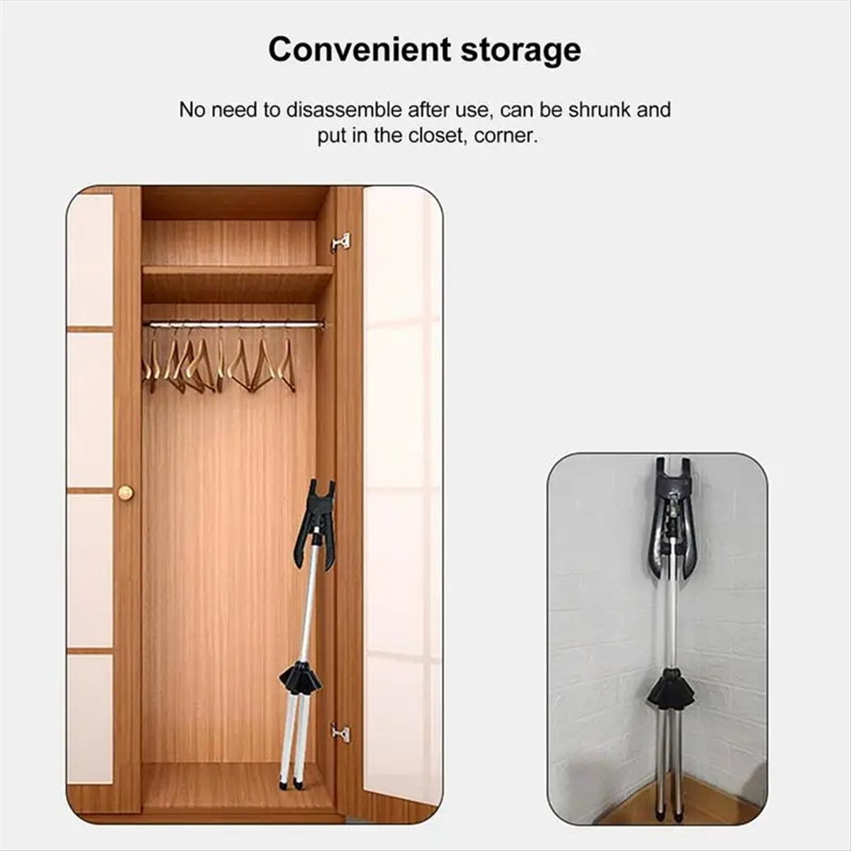 Display Stand Clothes Hanger Garment Foldable Tripod Steamer Rack Cloths Iron Hanging Stand Clothing Drying Rack Black