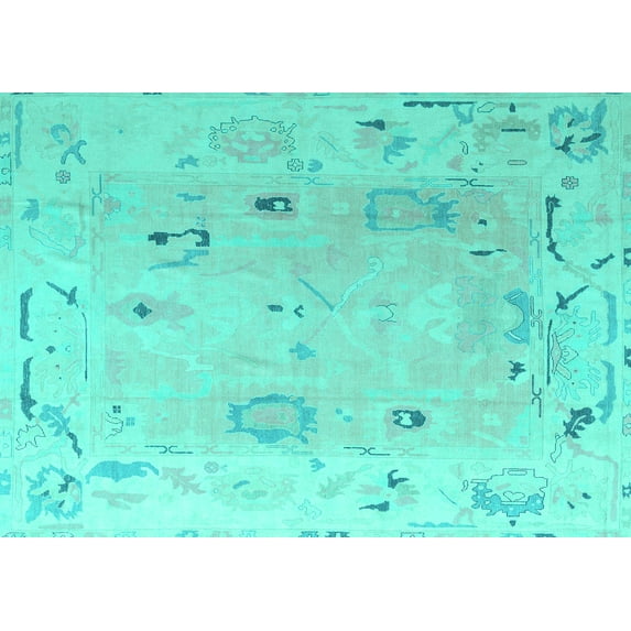 Ahgly Company Indoor Rectangle Abstract Turquoise Blue Modern Area Rugs, 8' x 12'