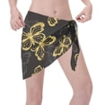 thumbnail image 2 of Wukai Golden Glitter Butterflies Women’s Short Sarongs Beach Wrap Bikini Bottom Short Skirt Chiffon Scarf for Swimwear, 2 of 4