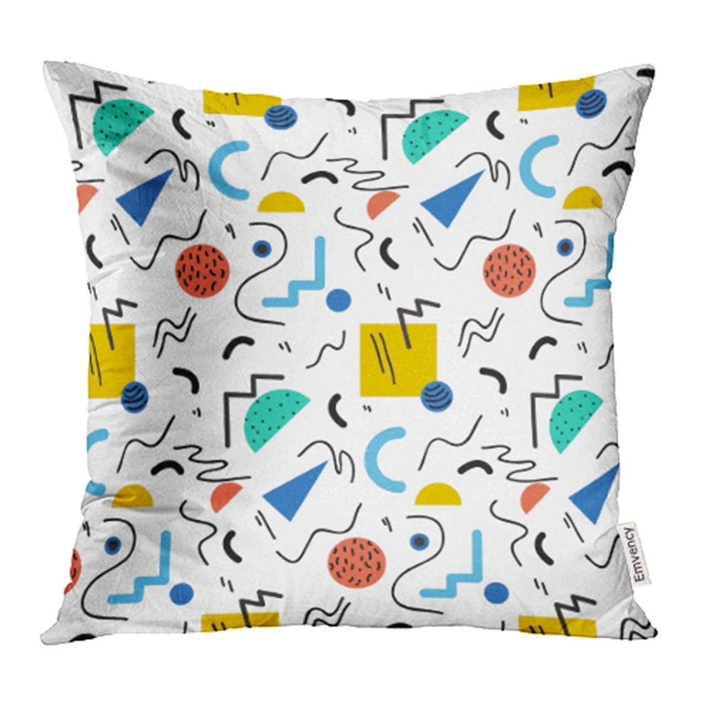 Multicolor 16x16 Vintage Retro Accessories 80s Style Abstract Deco Pop Art Colorful Dots Pattern Throw Pillow