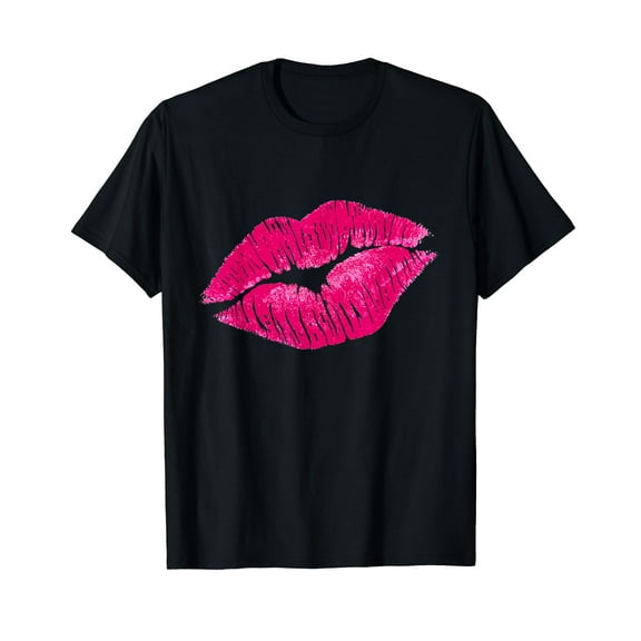 Hot Pink Lips Shirt Neon 80s Kiss Lipstick Party T-Shirt