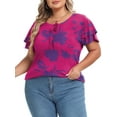 thumbnail image 6 of Mengpipi Womens Plus Size Tops Ruffle Sleeve Lace-Up V-Neck Shirts Loose Fit Casual T-Shirts M-4X, 6 of 8
