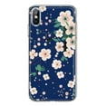 thumbnail image 1 of MUNDAZE Apple iPhone XS/X Shockproof Clear Hybrid Protective Phone Case Kawaii Japanese Pink Cherry Blossom Navy Blue Cover, 1 of 5