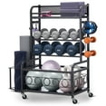 thumbnail image 2 of KFFKFF Storage Stand for Yoga Mats, Domestic Exercise Gear Arrangement Tool, Steel Construct with Powder Coating, Yoga Mat Carrier with Hooks & Casters, Storage Stand for Weights, 2 of 9