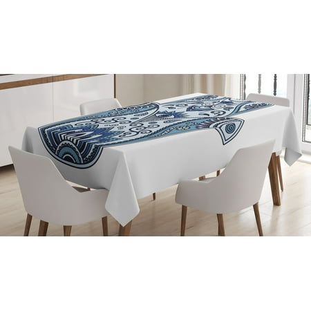 Dining Room Table Protective Covers Hamsa Tablecloth, Mystic Pagan Talisman Ancient Culture Protective Power Luck Evil Eye, Rectangular Table Cover for Dining Room Kitchen, 60 X 84 Inches, Pale Blue Indigo Baby Blue, by Ambesonne ()