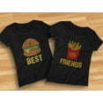 thumbnail image 4 of Best Friends Set BFF Shirt Set Burger & Fries Junk-food Matching Women T-Shirts Burger Black X-Large / Fries Black Medium, 4 of 6