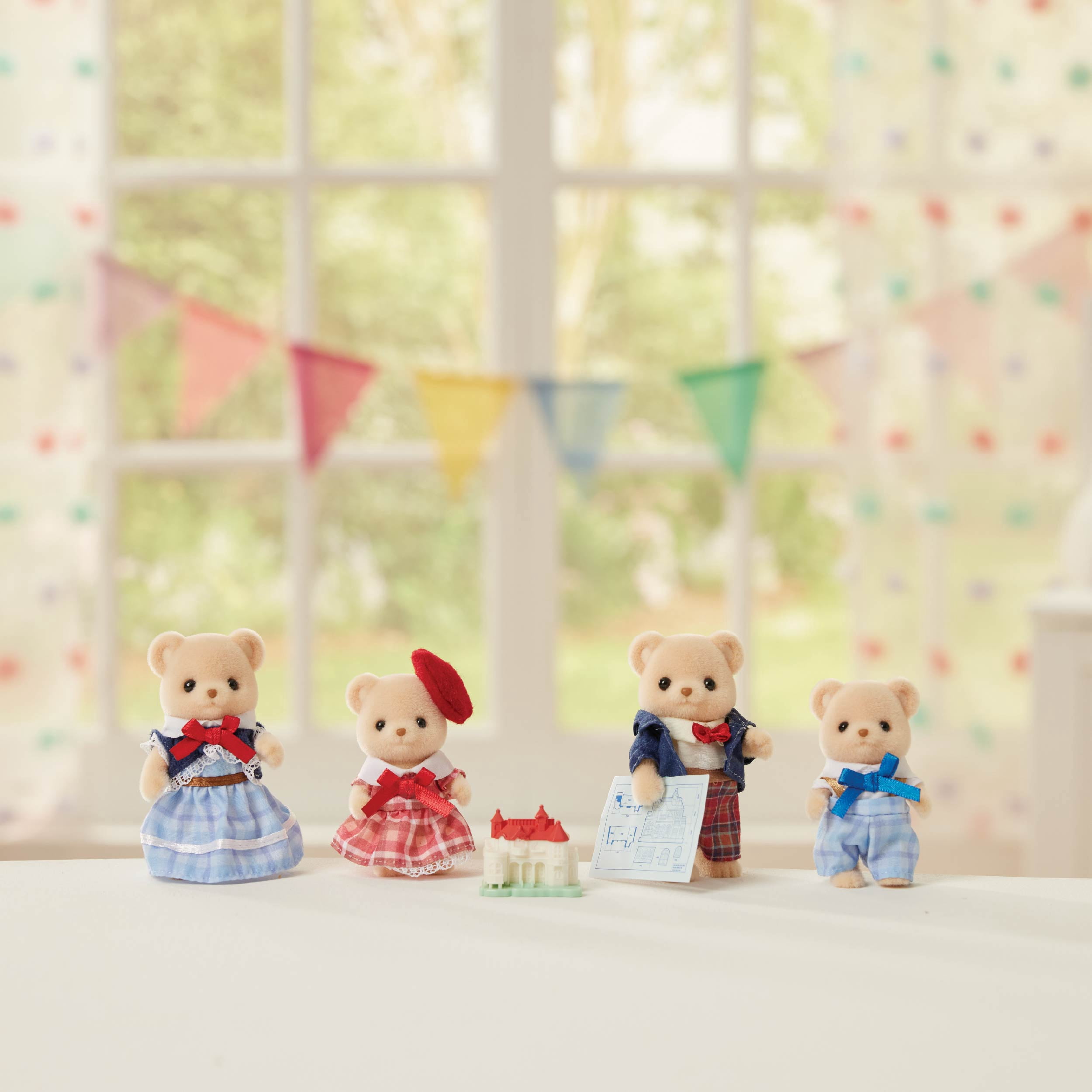 Calico Critters Biscuit Bear Family - 4 Collectible Toy Figures | Poseable with Removable Clothing - Dollhouse Animal Characters for Kids Ages 3+