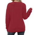 thumbnail image 2 of Vedolay Fall Tops Sweatshirts for Women Casual Crewneck Long Sleeve Pullover Split Thin Blouses,Watermelon Red S, 2 of 5