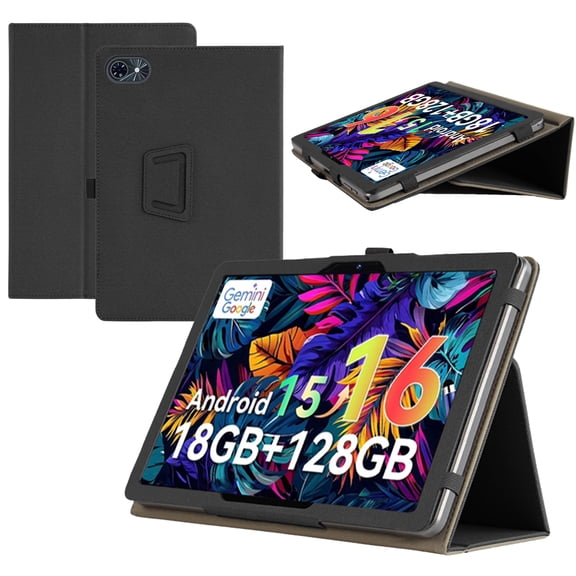 【RUIXH】for TABWEE T80 10 inch Tablet Case TABWEE Android 15 Tablet Case Premium PU Leather Lightweight and Portable Built-in Stand and Pen Slot Design With Wrist Strap (BLACK)