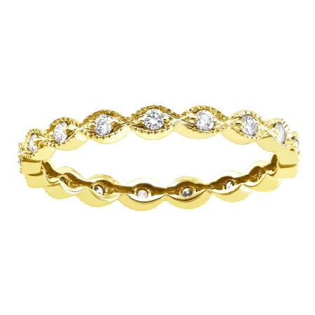 10K Yellow Gold 1/4 carat Diamonds Vintage Eternity Band Ring