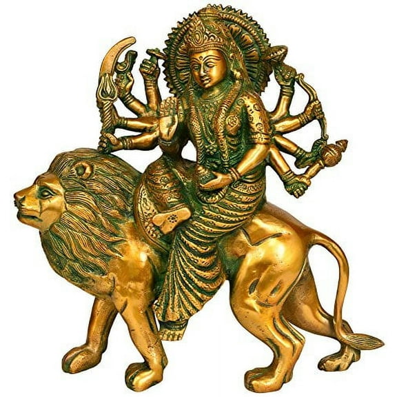 Exotic India Goddess Durga on Her Mount Lion