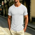 thumbnail image 2 of Plus Size Big & Tall Men's Cotton Stripe Casual Short Sleeve Tee T-Shirt Crewneck Overlap Henley Soft Breathable Moisture Wicking Summer Daily Workout Gym Streetwear Fashion, 2 of 8