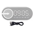 thumbnail image 2 of Reloj despertador digital recargable con altavoz Bluetooth 5.0, graves potentes, radio FM y luces de colores, color blanco, 2 of 14
