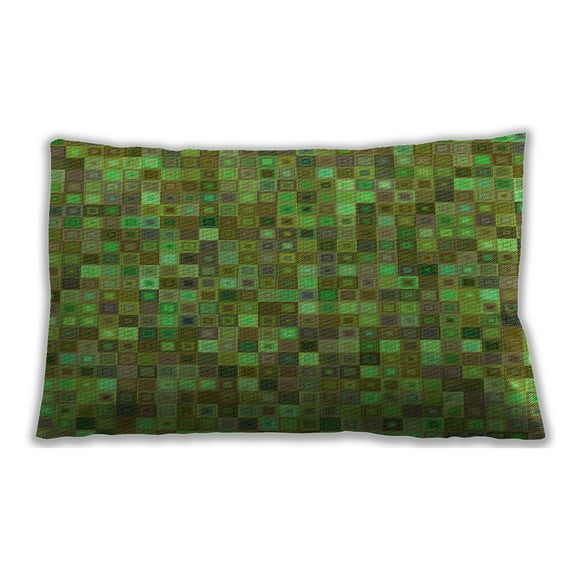 Ahgly Company Patterned Outdoor Rectangular Antique Bronze Green Lumbar Throw Pillow, 13 inch by 19 inch