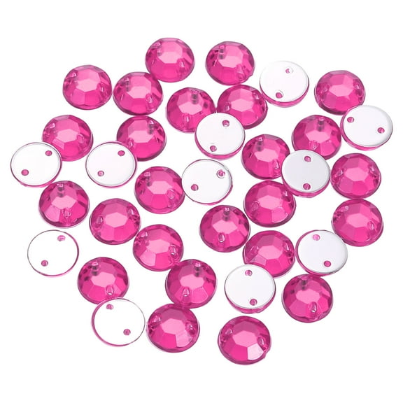100Pack Flat Back Sew on Rhinestones Beads, 7mm Crystal Round Gems, Rose Red