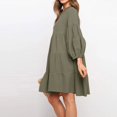 thumbnail image 6 of Fall New Arrivals Dresses!Brilliant Dresses for Women 2024 Progue Women Cotton and Linen Lantern Sleeve Long Sleeved Patchwork Loose Hem Dress Green XL, 6 of 8