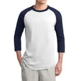 thumbnail image 1 of Mafoose Men's 3/4 Raglan Sleeves Colorblock Raglan Jersey White/ Navy T200 X-Large, 1 of 5