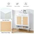 thumbnail image 6 of Modern Minimalist Storage Cabinet for Entryway, Rattan Shoe Cabinet with 2 Drawers and 2 Doors, Retro Aesthetic Bed Top Cabinet for Hallway, Living Room and Bedroom,34.6"Lx13.7"Wx43"H, 6 of 7