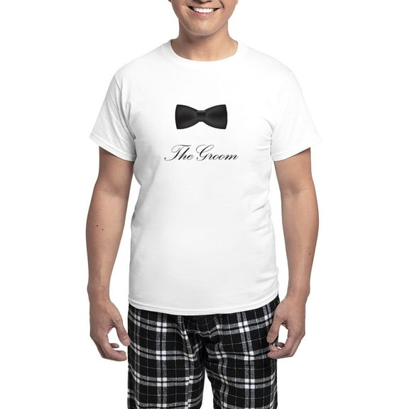 CafePress - The Groom Bow Tie Men's Light Pajamas - Men's Light Loose Fit Cotton Pajama Set