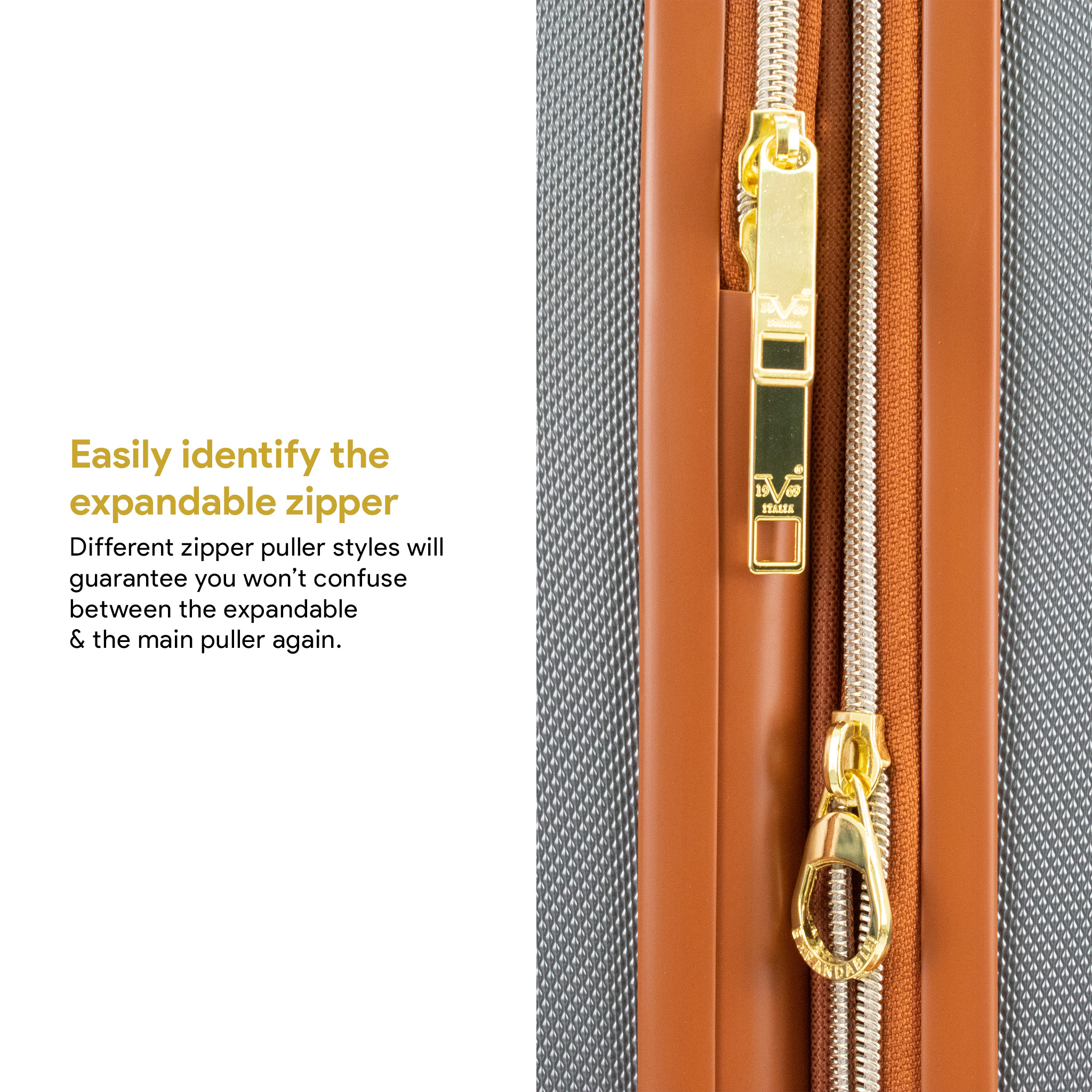 19V69 Italia Vintage Expandable Hard Spinner Luggage Set (3 Piece)