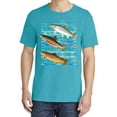 thumbnail image 2 of Wild Bobby, Classic Rainbow Brook Brown Trout, Fish, Trio Garment-Dyed Washed Look Short Sleeve Tees, Blue Lagoon, Small, 2 of 3