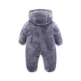 thumbnail image 3 of Newborn Baby Bear Onesie Snowsuit Winter Footie Fleece Romper Hooded Jumpsuit Infant Coat for Girls Boys Gray 0-3 Months, 3 of 3
