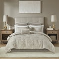 thumbnail image 2 of Madison Park Emilia King 12 Piece Jacquard Comforter Set with Bed Sheets in Khaki, 2 of 6