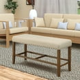 thumbnail image 3 of Benzara Sania Rustic Counter Height Bench In Ivory Linen, 3 of 3