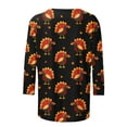 thumbnail image 4 of VKOYWKM Thanksgiving Shirts for Women 3/4 Length Sleeve Womens Tops Funny Turkey Graphic T Shirts Casual Crew Neck Family Party Tunic Top, 4 of 5