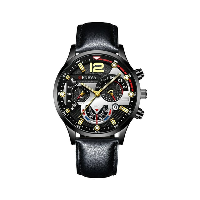 Reloj de cuarzo para mujer, relojes para mujer, reloj de cuarzo noctilucente, adhesivo mecánico, diseño de múltiples esferas, correa de cuero, estilo informal, reloj de pulsera, esfera antiarañazos, p