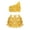 Gold, variant on Kids Girls Sequins Dance Outfits One Shoulder Crop Top with Skirt 2 Piece Set Latin Ballroom Costume(White,8-9 Years)