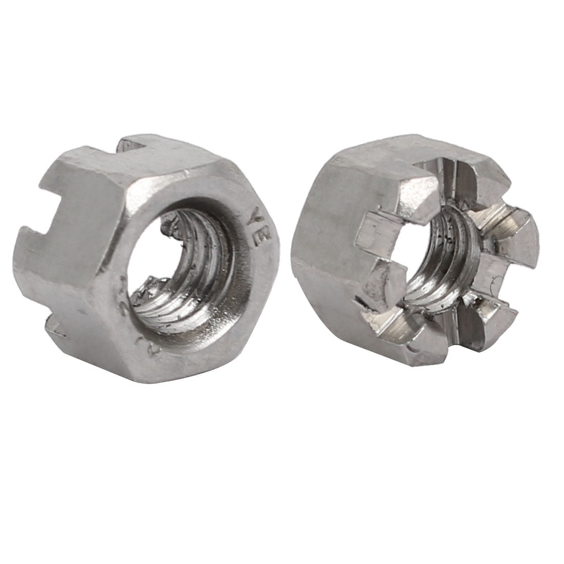 10pcs M6x1mm 304 Stainless Steel Hexagon Slotted Castle Nut Silver Tone
