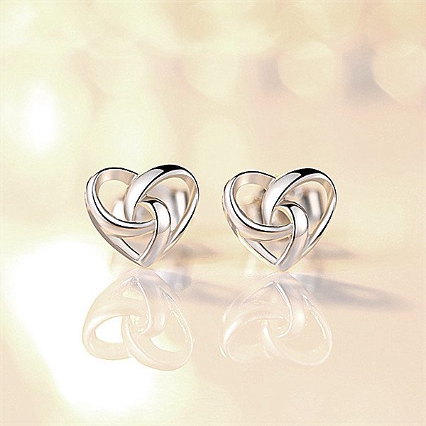 Aretes de plata con forma de corazón en forma de remolino para mujeres, niñas, 1 par JAMW Sencillez
