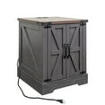thumbnail image 4 of Farmhouse End Table with Charging Station and Adjustable Shelf, For Bedroom, Living Room, Grey, 4 of 17