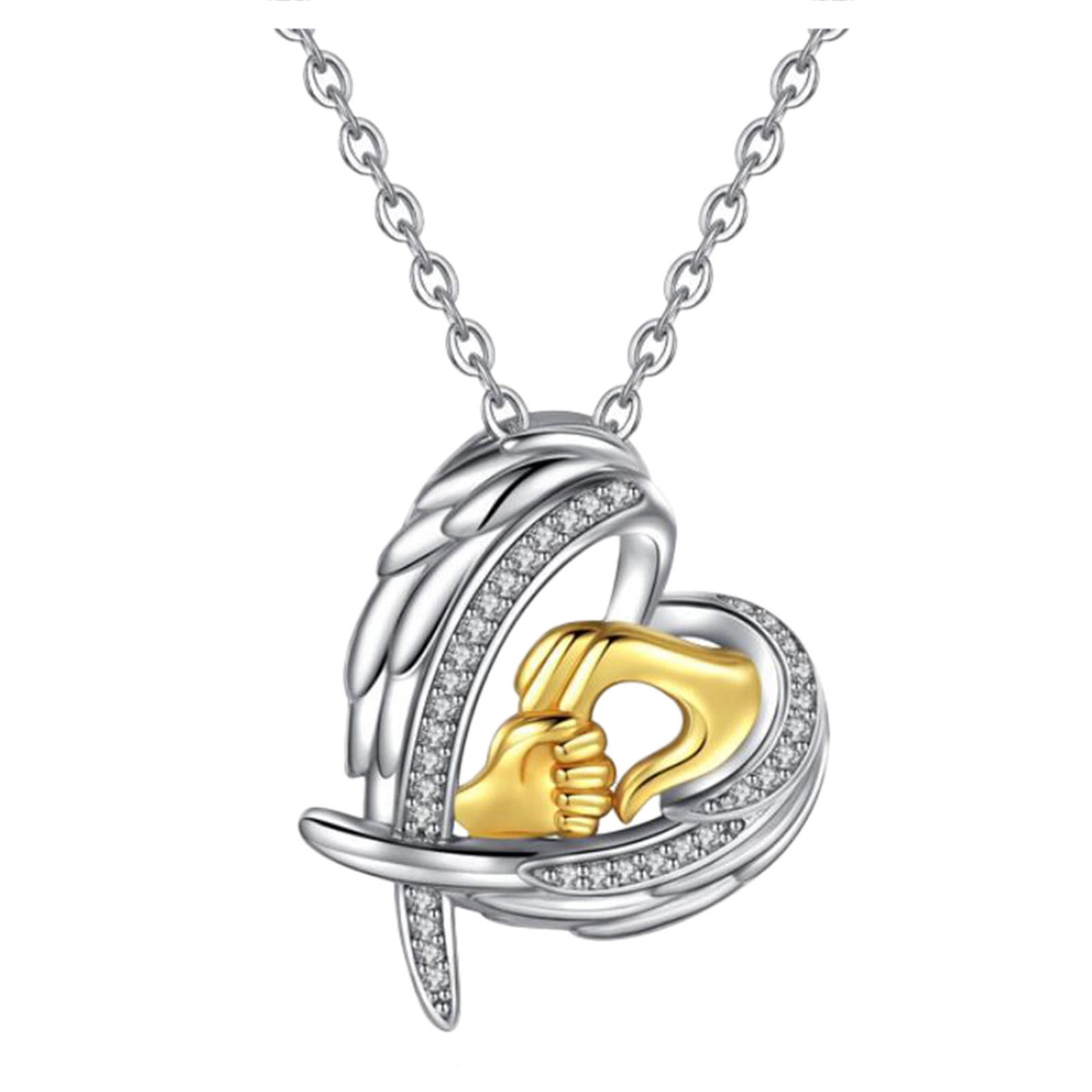 K988 Wing Heart Add Pearl Cage Charm S925 Classic Silver Necklace 16" 