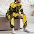 thumbnail image 7 of Hirioo Geometric Pattern with Bee for Men's Pajama Sets 2 Piece Pjs Men's Long-Sleeved Pajama Set Button Down Sleepwear,S-XXL-Large, 7 of 7
