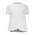 thumbnail image 4 of JGGSPWM Women's Lace Trim V-Neck Peplum Flounce Short Sleeve Eyelet Summer Casual Blouse Tops White M, 4 of 6