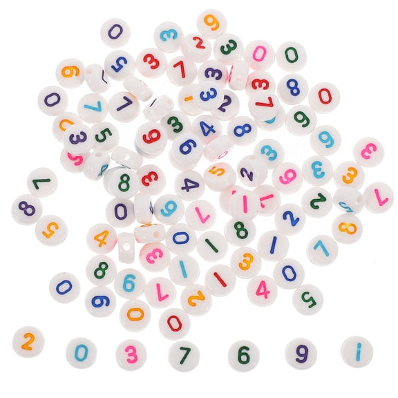 KONTONTY 100pcs Number Beads for Jewelry Making Supplies, Colored Numbers Background for Handmade Crafts